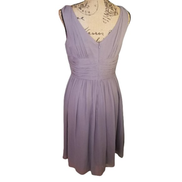 DONNA MORGAN Purple Silk Jessie Twist V-neck Dress - Picture 6 of 6